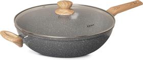 Panela Wok com Tampa 5,5l Cerâmica Marble Edition Dark Grey Oster