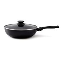 Panela Wok Com Tampa De Vidro 28Cm Black Fortaleza