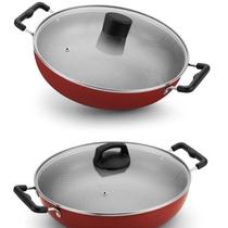 Panela Wok com Tampa de Vidro