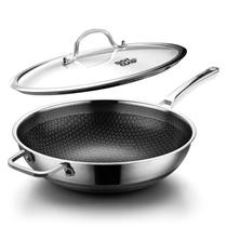 Panela Wok DOTCLAD Hybrid 33cm com tampa de aço inoxidável antiaderente