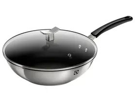 Panela Wok Electrolux Inox com Tampa Antiaderente Design Preta 28cm