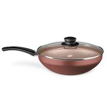 Panela Wok Flora Super Flon Em Alumínio Chocolate 28cm 4,3L 9198 MTA