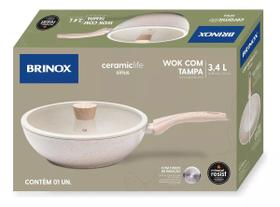 Panela wok indução c tampa brinox ceramic life sirius 28cm