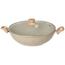 Panela Wok Indução Com Tampa 34cm Cerâmica Marble Edition Cinza Dust Oster