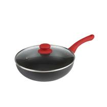 Panela Wok Linha Aroma 24cm Preta Antiaderente Com Tampa Mor