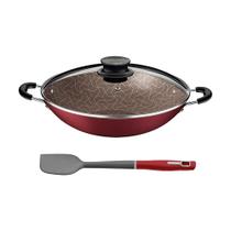 Panela Wok Paris Alumínio Antiaderente 36cm e Espátula de Silicone Verano Vermelho- Tramontina Panela Wok Paris Alumínio Antiaderente 36cm e Espátula de Silicone Verano Vermelho- Tramontina