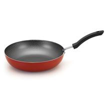 Panela wok profissional antiaderente vermelha 30 cm
