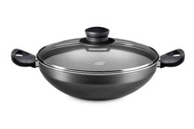 Panela wok supra antiaderente c/ alça e tampa de vidro 4,3l