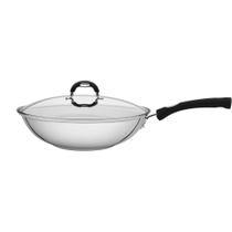 Panela Wok Tramontina Inox Fundo Triplo Solar Silicone 28cm