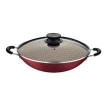Panela Wok Tramontina Paris Alumínio Vermelha c/ Tampa 32cm Panela Wok Tramontina Paris Alumínio Vermelha c/ Tampa 32cm
