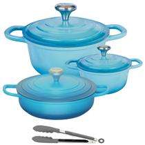 Panelas Caçarolas Cerâmica 3 peças 4mm Indução Azul Claro Chef Florença