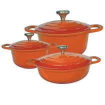 Panelas Caçarolas Cerâmica 3 peças 4mm Indução Laranja Chef Florença Panelas Caçarolas Cerâmica 3 peças 4mm Indução Laranja Chef Florença