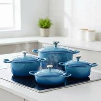Panelas Caçarolas Cerâmica 4peças 4mm Indução Azul Chef Florença