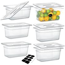 Panelas de alimentos BIEAMA 1/3 tamanho 6" de profundidade em policarbonato transparente 5,6 L