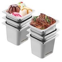 Panelas de alimentos VEVOR em aço inoxidável 1/6, tamanho 6 polegadas de profundidade, 0,8 mm Panelas de alimentos VEVOR em aço inoxidável 1/6, tamanho 6 polegadas de profundidade, 0,8 mm