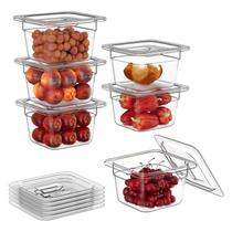 Panelas de comida FORITRUE 1/6 4, pacote com 6, plástico com tampas de 1,5 L