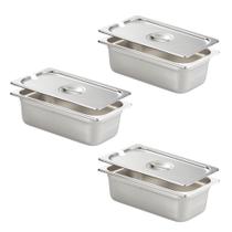 Panelas de hotel HECMAC 1/3, tamanho 4 polegadas de profundidade, aço inoxidável calibre 23