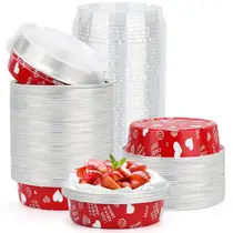 Panelas de torta Beasea Mini descartáveis com tampas, 4” e 240 ml, conjunto de 100