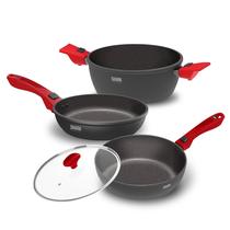 Panelas Ultra Family Size, Day by Day, Sauté Grand e Tampa de Vidro Ichef 24cm - Vermelha