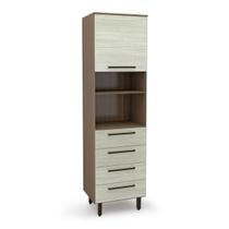 Paneleiro 1 Porta 4 Gavetas Evolution Plus Marrom/Tannat/Legno Crema