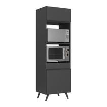 Paneleiro 2 Portas 63cm Para Forno E Microondas Veneza Multimóveis V3679 Preto Preto