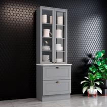 Paneleiro 2 Portas de Vidro 2 Gavetas com Tampo Americana Paneleiro 2 Portas de Vidro 2 Gavetas com Tampo Americana