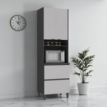 Paneleiro 3 Portas 1 Gaveta 70cm Espaço para Forno 100% MDF Dobradiça Slow Motion Lúmina Itatiaia Cinza/Grafite/Fendi