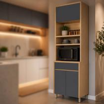 Paneleiro 3 Portas 1 Gaveta Torre Quente Nesher Condessa 70cm 100 MDF Carvalho-Titânio
