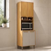 Paneleiro 4 Portas com Espaço para Micro-Ondas 100% MDF Malta Bege/Amêndoa/Off-White Espresso Móveis Paneleiro 4 Portas com Espaço para Micro-Ondas 100% MDF Malta Bege/Amêndoa/Off-White Espresso Móveis