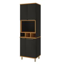 Paneleiro 4 Portas com Nicho Forno para Cozinha Modulada Madri Preto/Chumbo Paneleiro 4 Portas com Nicho Forno para Cozinha Modulada Madri Preto/Chumbo