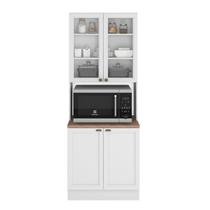 Paneleiro 4 Portas com Vidro 1 Nicho Micro-ondas Unna Yescasa Paneleiro 4 Portas com Vidro 1 Nicho Micro-ondas Unna Yescasa