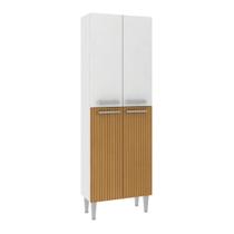 Paneleiro 4 Portas para Cozinha Madri 60 x 186 Cm Armário MDP Branco Canelado - ClickLar