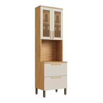 Paneleiro 4 Portas Vidro Reflecta e Espaço para Microondas 65,90cm 100% MDF Estônia Espresso Móveis