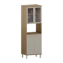 Paneleiro 70 Cm 4 Portas Com Vidro E 2 Nichos Para Microonda Avelã-mocca Laca Paneleiro 70 Cm 4 Portas Com Vidro E 2 Nichos Para Microonda Avelã-mocca Laca