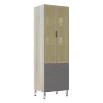 Paneleiro 70cm 2 Portas Vidro Reflecta Bronze 2 Gavetas 1 GavetAo Luci Luciane MA³veis