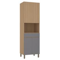 Paneleiro 70cm 4 Portas E 1 Gaveta Com Espaço Para Micro-ond Freijó-freijó Brasil-cinza Puro