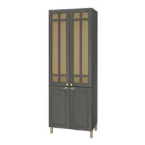 Paneleiro 80cm 4 Portas com Vidro Indekes Firenze Chumbo