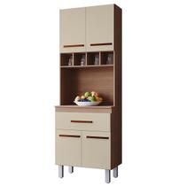 Paneleiro Alto com Nicho 4 Portas 1 Gaveta Vitorina Savana / Off White Paneleiro Alto com Nicho 4 Portas 1 Gaveta Vitorina Savana / Off White