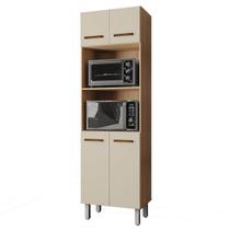 Paneleiro Alto com Nicho Micro-Ondas 4 Portas Lara Savana / Off White Paneleiro Alto com Nicho Micro-Ondas 4 Portas Lara Savana / Off White