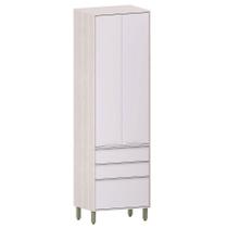 Paneleiro Alto Para Cozinha 2 Portas 3 Gavetas Atenas Cinza Cristal