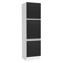 Paneleiro Armário de Cozinha 60 cm 3 Portas Branco/Preto Glamy Madesa