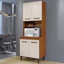 Paneleiro Atenas 4 Portas 2 Prateleiras Nature/Off White - Kaiki Móveis