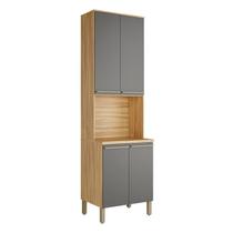 Paneleiro com 4 Portas e Espaço para Micro-Ondas 100% MDF Itália Espresso Móveis Cinza/Amêndoa/Chumbo Paneleiro com 4 Portas e Espaço para Micro-Ondas 100% MDF Itália Espresso Móveis Cinza/Amêndoa/Chumbo