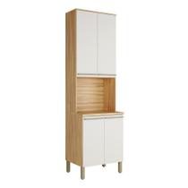 Paneleiro com 4 Portas e Espaço para Micro-ondas 100% MDF Napoli Prime Móveis RioDoce Amêndoa/Off White - RIO DOCE