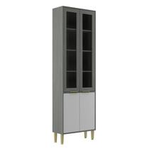 Paneleiro com Vidro 4 Portas Domus Espresso Móveis Prata/Silver Paneleiro com Vidro 4 Portas Domus Espresso Móveis Prata/Silver