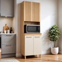 Paneleiro de Cozinha com 4 Portas e Nicho Cristal Bege/Cinamomo/Off White