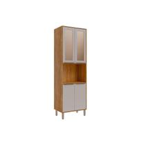 Paneleiro de Cozinha Cristaleira Brilhante c/ 4 Portas (2 c/ Vidro Reflecta) e 1 Nicho 70cm Cinamomo/Off White - MGM