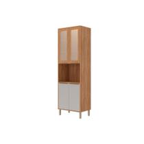 Paneleiro de Cozinha Cristaleira Divina c/ 4 Portas (2 c/ Vidro Reflecta) e 1 Nicho 70cm Cinamomo/Off White - MGM Paneleiro de Cozinha Cristaleira Divina c/ 4 Portas (2 c/ Vidro Reflecta) e 1 Nicho 70cm Cinamomo/Off White - MGM