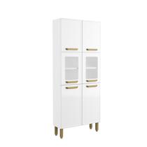 Paneleiro de Cozinha em Aço 6 Portas 2 Vidros Bella Branco