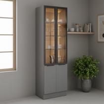 Paneleiro de Cozinha Lumina 700mm com Iluminação e Com Rodapé 2 Portas Com Vidro Cinza Cinza Paneleiro de Cozinha Lumina 700mm com Iluminação e Com Rodapé 2 Portas Com Vidro Cinza Cinza